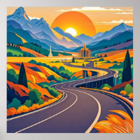 Colourful Scenic travel adventures on winding road