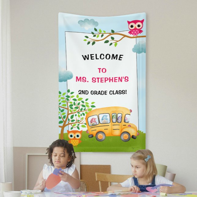 Colourful School Bus Teacher Classroom Welcome Banner (Colorful School Bus Teacher Classroom Welcome Banner)