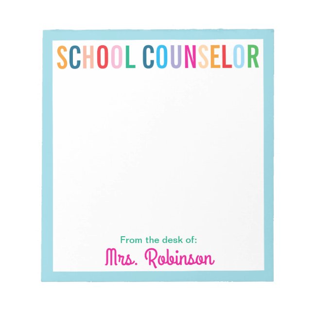 Colourful School Counsellor From the Desk of Notepad (Front)
