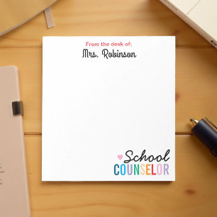 Colourful School Counsellor Personalised Teacher Notepad