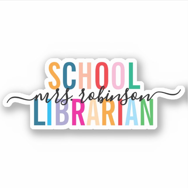 Colourful School Librarian Personalised Script Nam (Front)