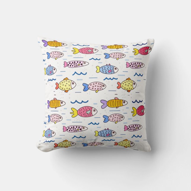 Colourful School of Fish Cushion (Front)