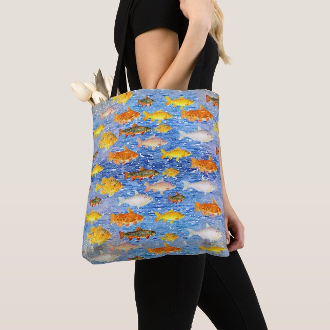 Colourful School of Fish Tote Bag (Close Up)