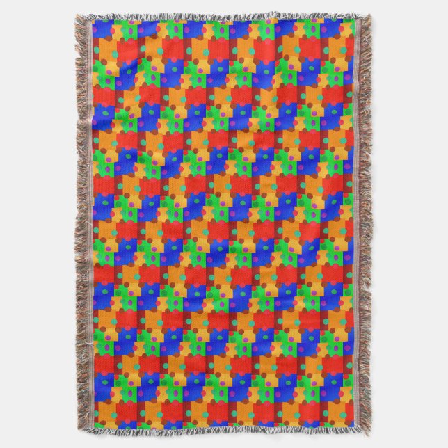 Colourful School Puzzle Throw Blanket (Front Vertical)