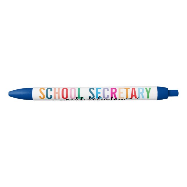 Colourful School Secretary Pen with Custom Name (Front)