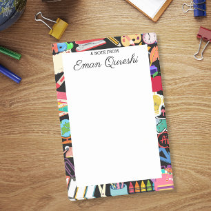 Colourful School Supplies Personalised Teacher Post-it Notes