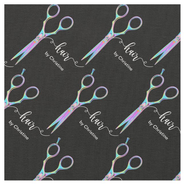 colourful scissors pattern fabric (Close Up)