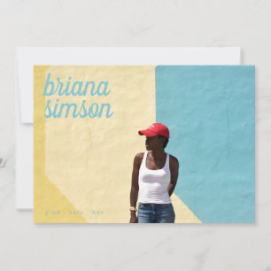 Colourful Script Name Grad Graduate Two Photo Announcement