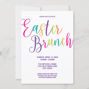 Colourful Script Typography Easter Brunch Invitation