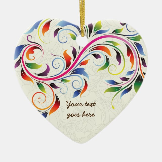 Colourful scroll leaf, ecru floral retro ornament (Front)