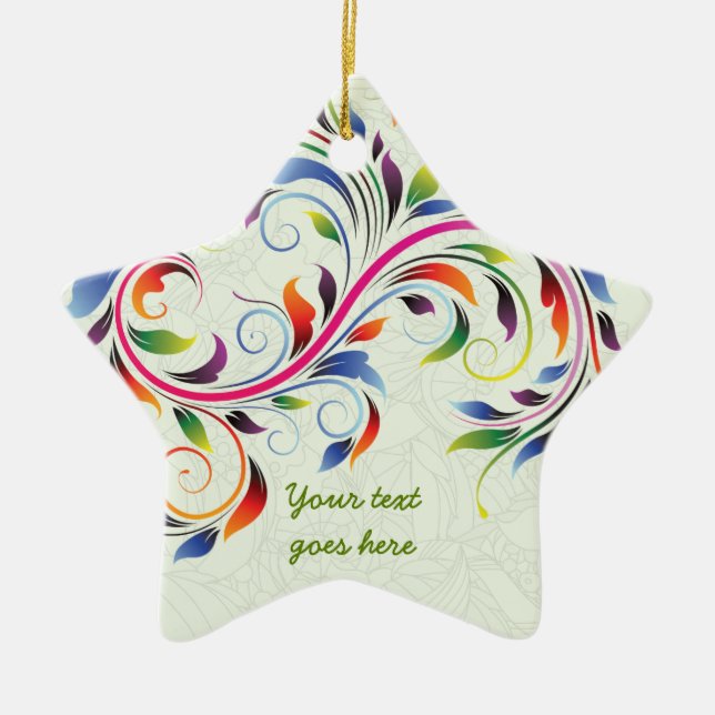 Colourful scroll leaf, lime floral retro ornament (Front)