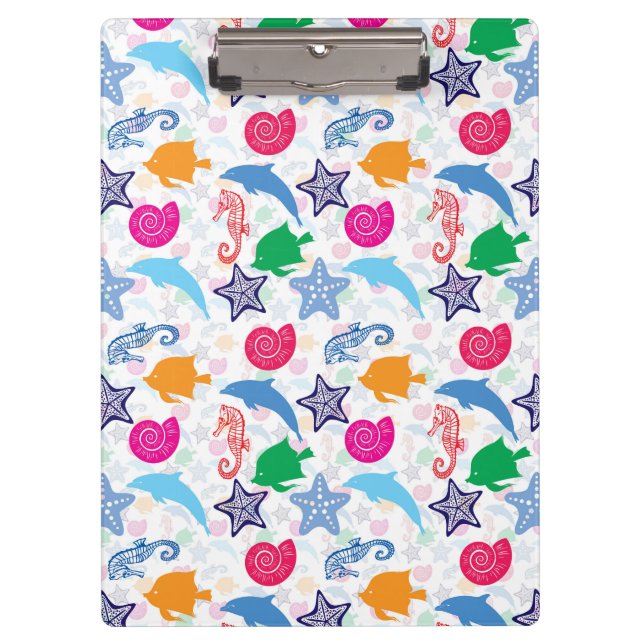 Colourful Sea Animals Illustration Pattern Clipboard (Front)