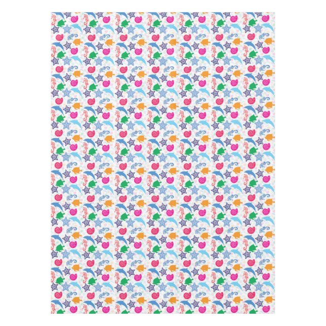 Colourful Sea Animals Illustration Pattern Tablecloth (Front)