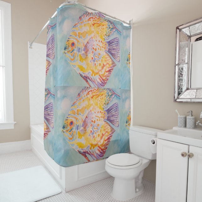 Colourful Sea Fish Ocean Beach Sea Shower Curtain (In Situ)