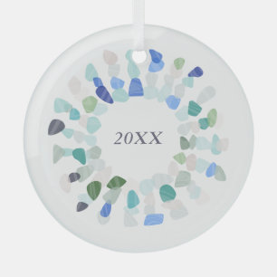Colourful Sea Glass Christmas Wreath Year Tree Decoration