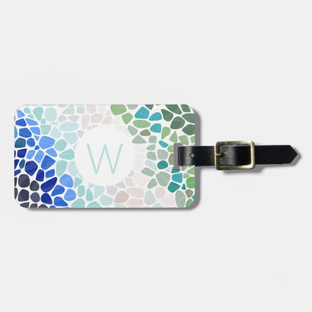 Colourful Sea Glass  Glass Coaster Luggage Tag (Front Horizontal)