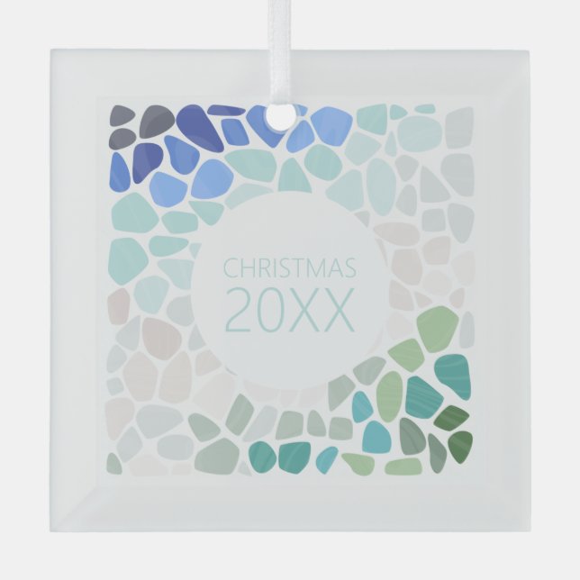 Colourful Sea Glass Keepsake Tree Decoration (Front)