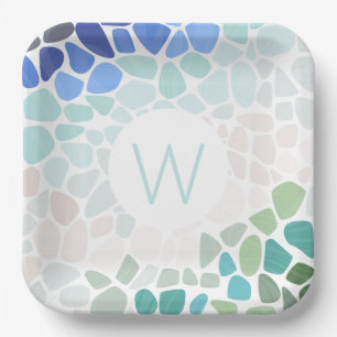 Colourful Sea Glass Paper Plate