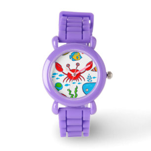 Colourful Sea-life Illustration Pattern Watch