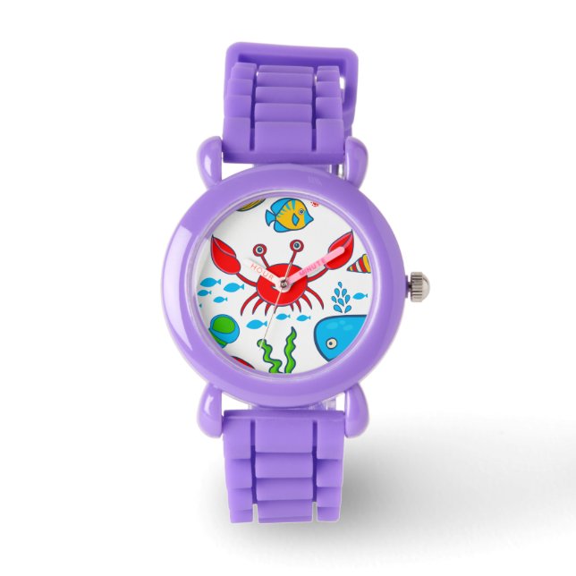 Colourful Sea-life Illustration Pattern Watch (Front)