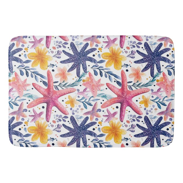 Colourful Sea Life Starfish Bath Mat (Front)