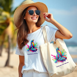 Colourful Sea Lion-Fisherman Core-Beach Large Tote Bag