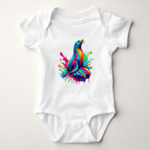 Colourful Sea Lion Splash- Baby Bodysuit