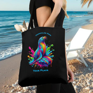 Colourful Sea Lion Splash Tote Bag