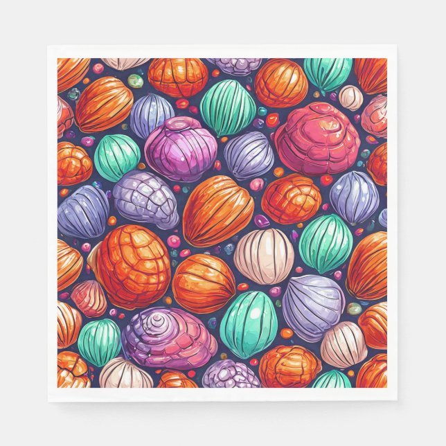 Colourful sea shells napkin (Front)