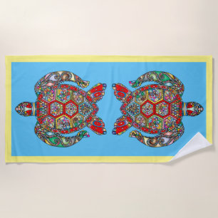 Colourful Sea Turtle Beach Towel