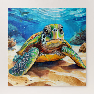 Colourful Sea Turtle Gift For Ocean Lovers Jigsaw Puzzle