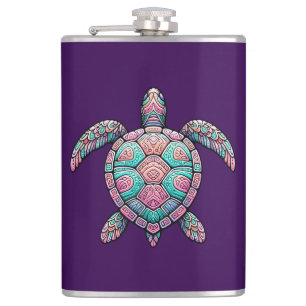 Colourful Sea Turtle Hip Flask