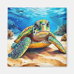 Colourful Sea Turtle Magnet
