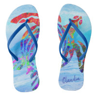 Colourful Sea Turtle Swimming the Ocean Waves