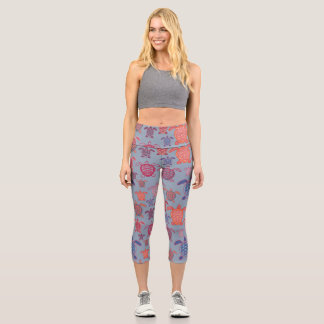 colourful sea turtles capri leggings
