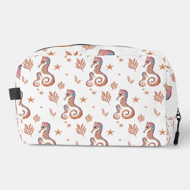 Colourful Seahorse Ocean Pattern Dopp Kit (Front)