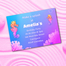 Colourful Seahorse Party Invitation