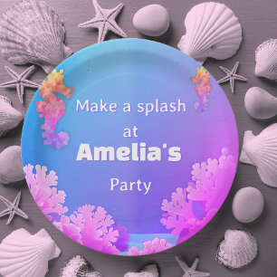 Colourful Seahorse Party  Paper Plate