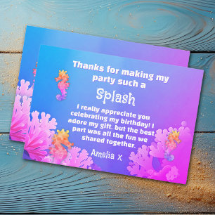 Colourful Seahorse Party Thank You Card