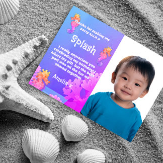 Colourful Seahorse Party Thank You  Postcard