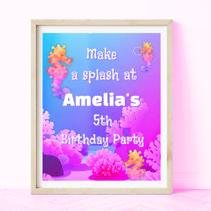 Colourful Seahorse Party Welcome Poster