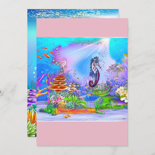 Colourful seahorse personalised card