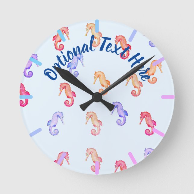Colourful Seahorses Pattern    Round Clock (Front)