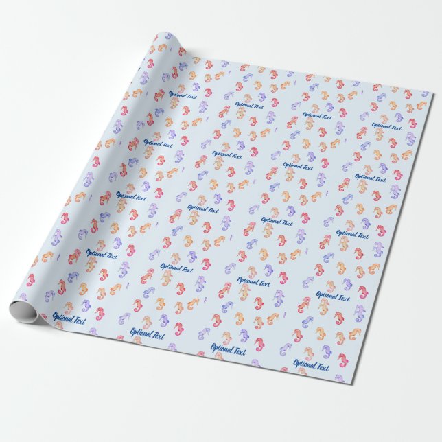 Colourful Seahorses Pattern  Wrapping Paper (Unrolled)