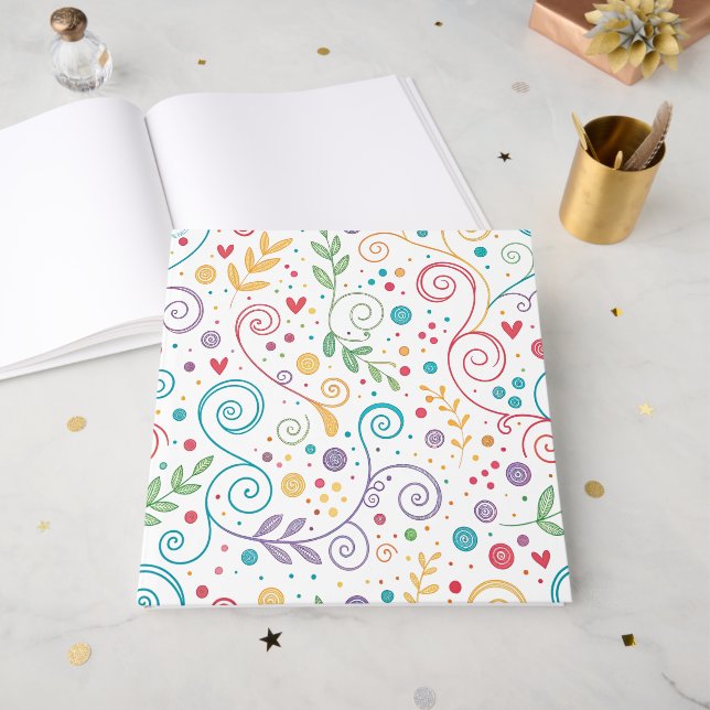 Colourful Seamless Doodle Pattern Guest Book (Front Open)