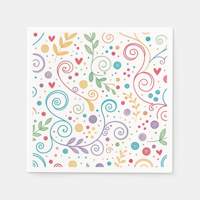 Colourful Seamless Doodle Pattern Napkin (Front)