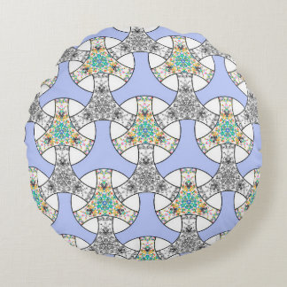 Colourful seamless mosaic interlacing stripes patt round cushion