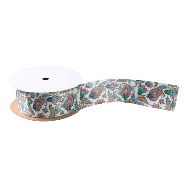 Colourful Seamless Paisley Pattern Satin Ribbon (Spool)