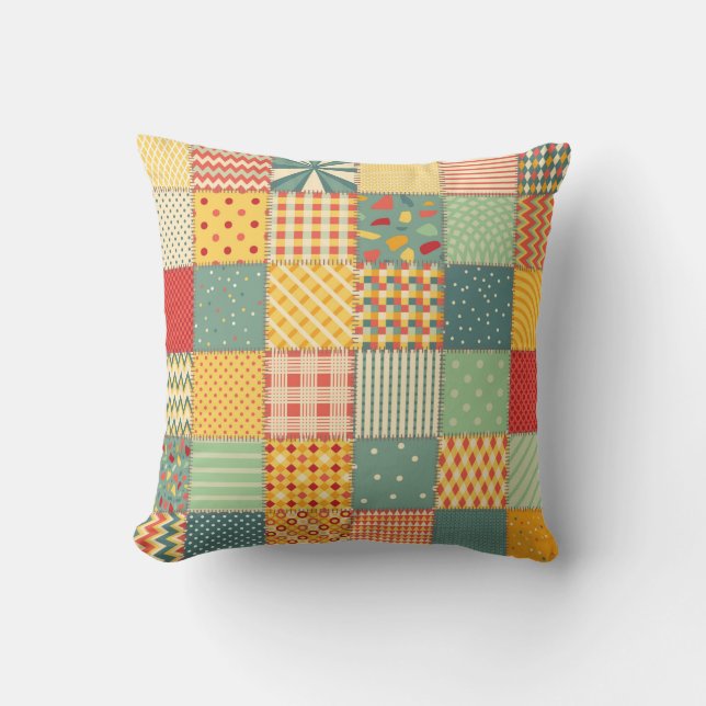 Colourful seamless patchwork pattern with abstract cushion (Front)