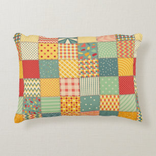 Colourful seamless patchwork pattern with abstract decorative cushion